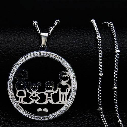 Nehrđajućeg čelika, nakit ogrlice, 304 nehrđajućeg čelika, uglađen, modni nakit & bez spolne razlike, srebro, nikal, olovo i kadmij besplatno, 35x35mm, Dužina Približno 50 cm, Prodano By PC