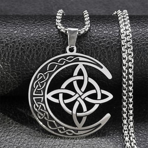 Stainless Steel Jewelry Necklace, 304 Stainless Steel, polished, fashion jewelry & for man, silver color, nickel, lead & cadmium free, 35x33mm, Length:Approx 50 cm, Sold By PC