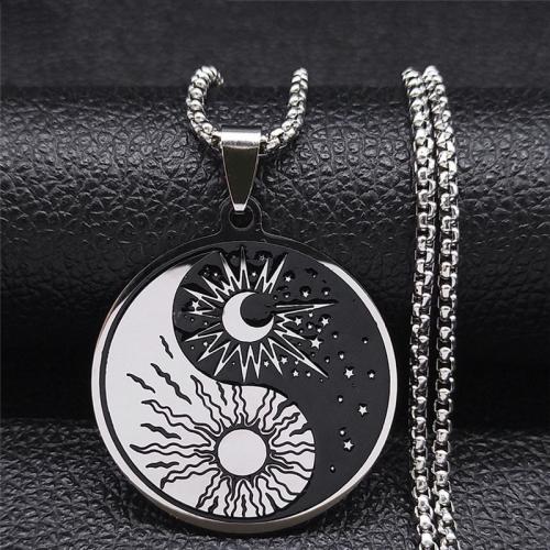 Stainless Steel Jewelry Necklace 304 Stainless Steel polished fashion jewelry & Unisex silver color nickel lead & cadmium free Length Approx 50 cm Sold By PC