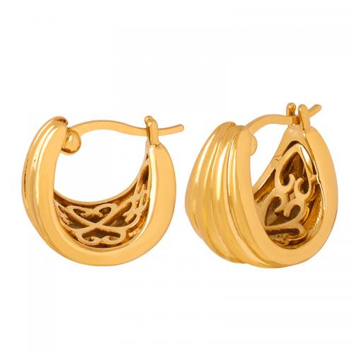 Titantium acciaio orecchino a sostegno, placcato color oro, gioielli di moda & per la donna, 16x17mm, Venduto da coppia
