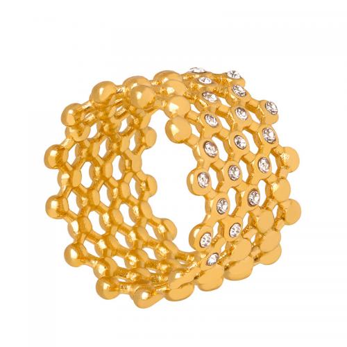 Partículas de acero anillo, con Checo, chapado en color dorado, diverso tamaño para la opción & para mujer & hueco, tamaño:6-8, Vendido por UD