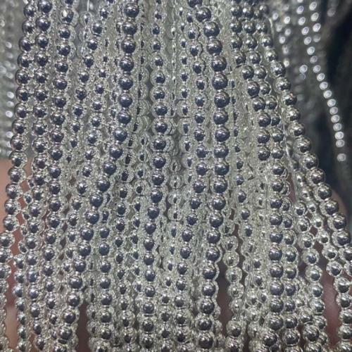 Magnetische Hämatit Perlen, rund, DIY, Silberfarbe, 4mm, verkauft per ca. 38 cm Strang