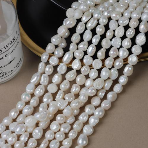 Perle perline Keishi coltivate d'acqua dolce, perla d'acquadolce coltivata naturalmente, DIY, bianco, Length about 8.5-9mm,Hight about 10-11mm, Venduto per Appross. 35 cm filo