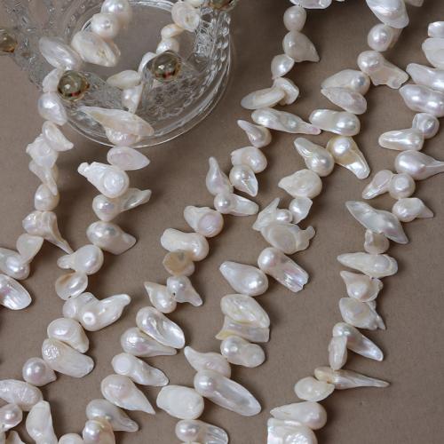 Barock odlad sötvattenspärla pärlor, Freshwater Pearl, DIY, vit, Length about 7-8mm,Hight about 10-20mm, Såld Per Ca 37 cm Strand
