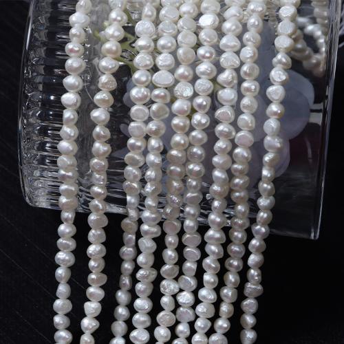 Koraliki Keishi z hodowlanych pereł słodkowodnych, Perła naturalna słodkowodna, DIY, biały, Length about 5-6mm, sprzedawane na około 40-41 cm Strand