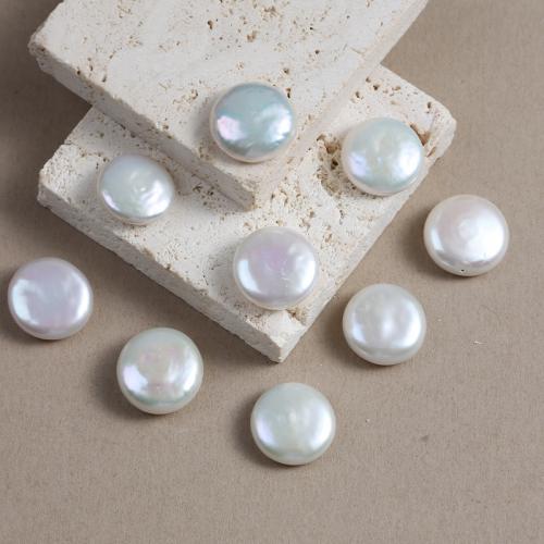Natural Freshwater Pearl Loose Beads Button Shape DIY white Length about 12-13mm Sold By PC
