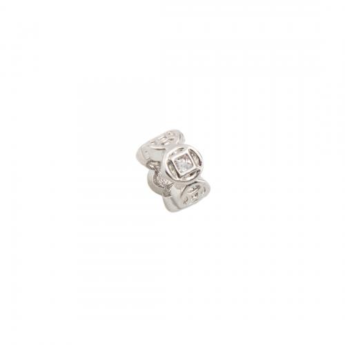 Perles cubes en laiton zircon Micro Pave, Placage de couleur platine, DIY & pavé de micro zircon & grand trou, protéger l'environnement, sans nickel, plomb et cadmium, 4x7.50x7.50mm, Trou:Environ 4.5mm, Vendu par PC