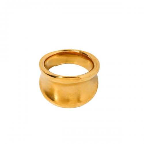 Палец кольцо из нержавеющей стали, Нержавеющая сталь 304, 18K позолоченный, ювелирные изделия моды & Женский, Золотой, размер:7, продается PC