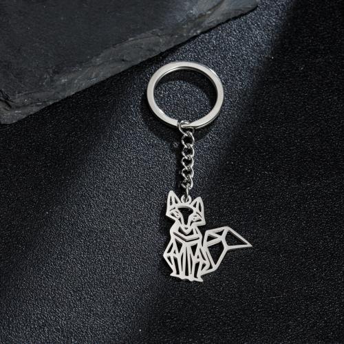 Stainless Steel Key Clasp 304 Stainless Steel Fox hollow silver color Sold By PC