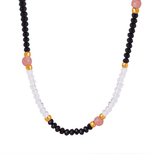 Titanstahl Halskette, Naturstein, mit Titanstahl, mit Verlängerungskettchen von 7cm, Modeschmuck & für Frau, goldfarben, 3mm, Länge ca. 40 cm, verkauft von PC