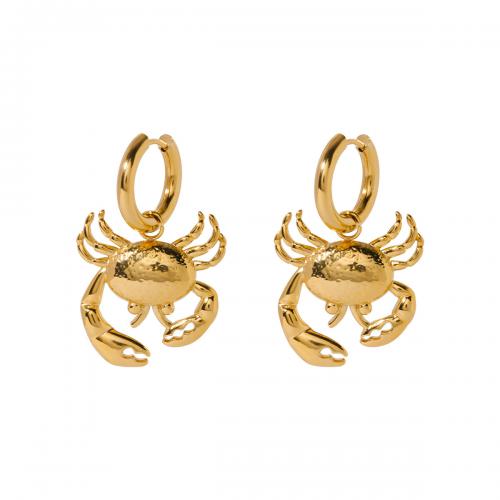 Huggie Hoop Drop Earring 304 Stainless Steel Crab 18K gold plated fashion jewelry & for woman golden Sold By Pair