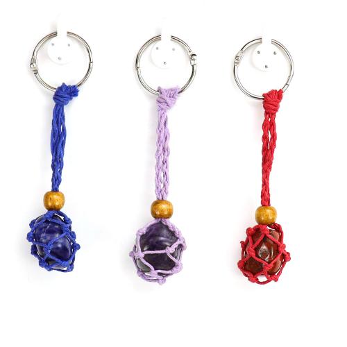 Bag Purse Charms Keyrings Keychains Natural Stone with Cotton Thread & 304 Stainless Steel & Unisex Sold By PC