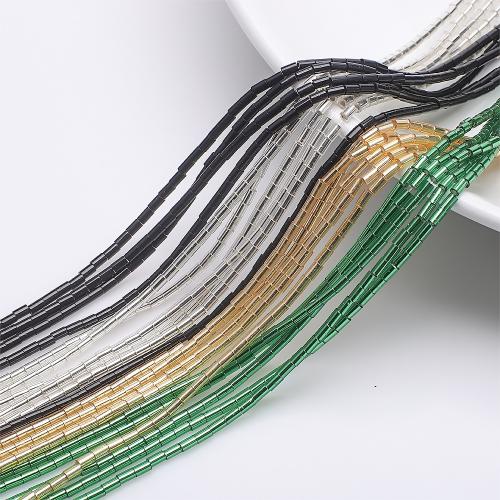 Fashion Glass Beads, Tube, DIY, more colors for choice, 2x4mm, 10Strands/Bag, Approx 98PCs/Strand, Sold By Bag