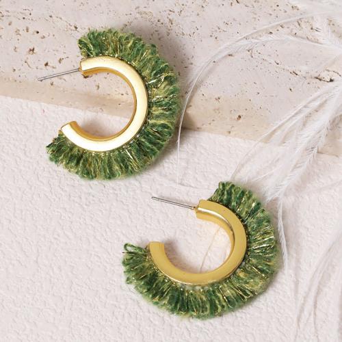 Fluffy Pom Pom Earrings, Tibetan Style, with Polyester, Round, plated, fashion jewelry, more colors for choice, nickel, lead & cadmium free, 39x39mm, Sold By Pair
