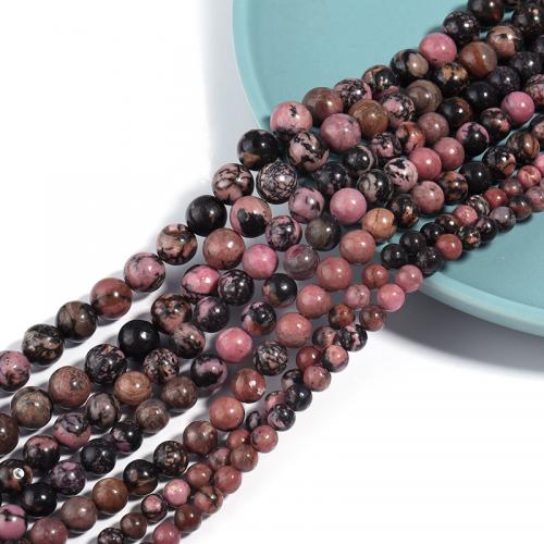 Gemstone Jewelry Beads Black Stripes Rhodochrosite Stone Round DIY mixed colors Sold By Strand