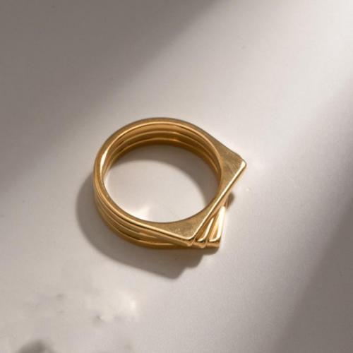 Anello in acciaio inox, 304 acciaio inox, placcato, gioielli di moda, oro, Ring inner diameter:1.76cm, Venduto da PC