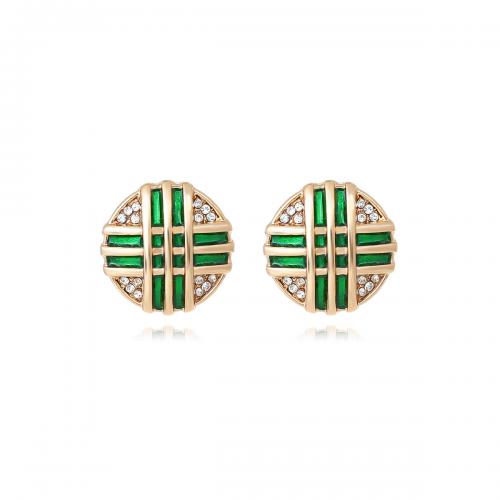 Tibetan Style Stud Earring, fashion jewelry & for woman & enamel & with rhinestone, more colors for choice, nickel, lead & cadmium free, 24x24mm, Sold By Pair