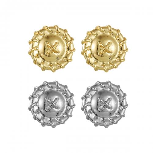 Tibetan Style Stud Earring, Button Shape, plated, fashion jewelry & for woman, more colors for choice, nickel, lead & cadmium free, 20x20mm, Sold By Pair