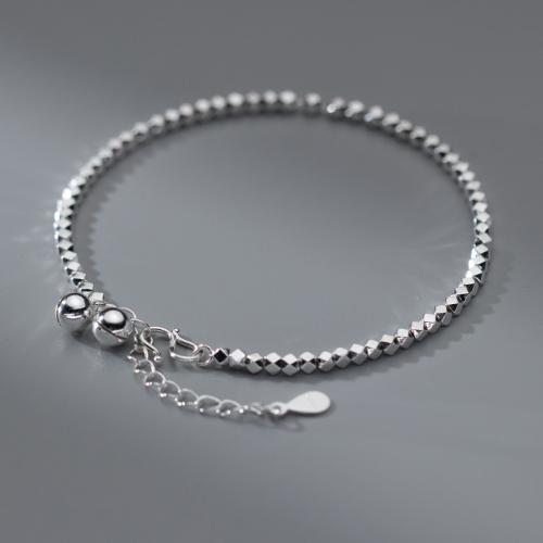 Pulseiras de prata, 925 prata esterlina, with 4CM extender chain, banhado, para mulher, prateado, comprimento Aprox 16.5 cm, vendido por PC