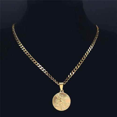 Stainless Steel Jewelry Necklace 304 Stainless Steel 18K gold plated fashion jewelry & Unisex nickel lead & cadmium free Length Approx 50 cm Sold By PC
