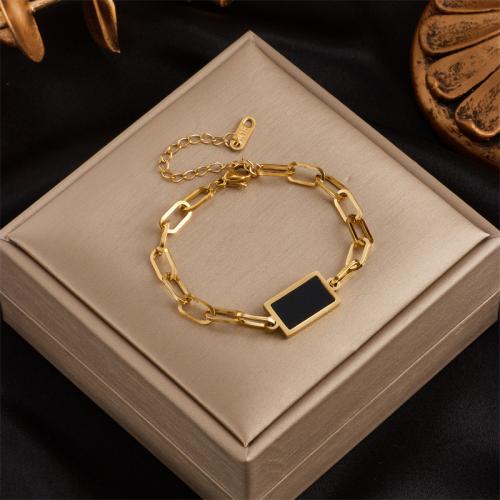 Κοσμήματα από ανοξείδωτο χάλυβα βραχιόλι, 304 από ανοξείδωτο χάλυβα, κοσμήματα μόδας & για τη γυναίκα, χρυσαφένιος, νικέλιο, μόλυβδο και κάδμιο ελεύθεροι, Μήκος Περίπου 19 cm, Sold Με PC