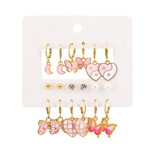 Tibetan Style Earring Set, gold color plated, for woman & enamel & with rhinestone, earring length 5-30mm, Sold By Set
