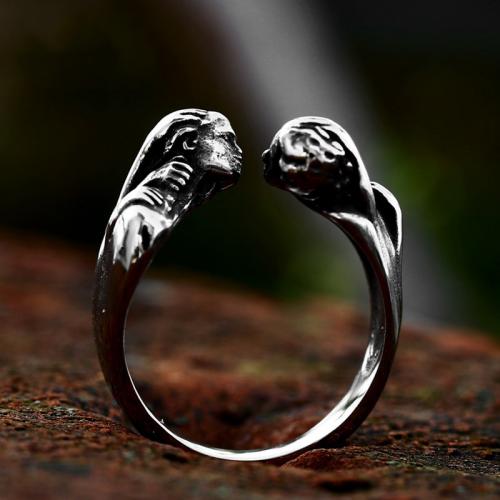 Titanium Steel Finger Ring Character polished vintage & Unisex original color US Ring Sold By PC