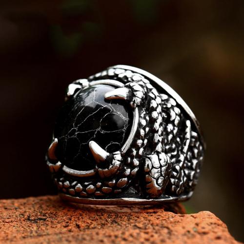 304 acciaio inox anello, with turchese, Serpente, lucido, Vintage & formato differente per scelta & per l'uomo, colore originale, Misura:8-13, Venduto da PC
