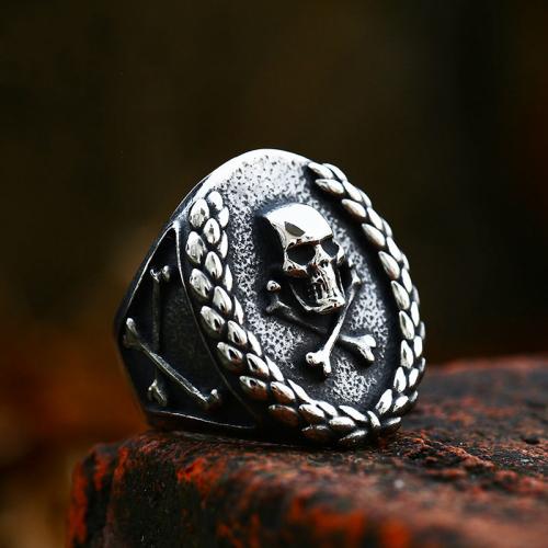304 rostfritt stål Finger Ring, Skull, polerad, Vintage & olika storlek för val & för människan, ursprungliga färgen, Storlek:8-13, Säljs av PC