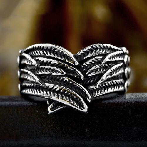 Titanium Steel Finger Ring, Angel Wing, polished, vintage & different size for choice & for man, original color, US Ring Size:7-13, Sold By PC