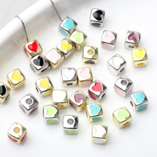 Tibetan Style Jewelry Beads, Square, plated, DIY & enamel, more colors for choice, nickel, lead & cadmium free, 7mm, Sold By PC