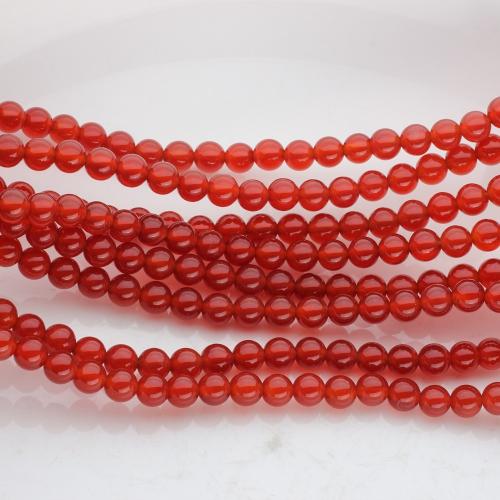 Prirodni Red ahat perle, Red Agate, Krug, uglađen, možete DIY, crven, 6mm, Približno 63računala/Strand, Prodano By Strand
