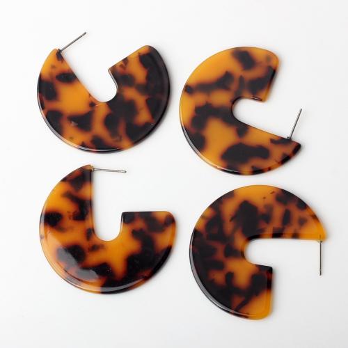 Harz Ohrring, Modeschmuck & für Frau & Leopard Muster, gemischte Farben, 46x44mm, verkauft von Paar