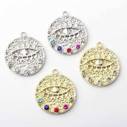 Tibetan Style Rhinestone Pendants, Flat Round, plated, fashion jewelry & DIY & with rhinestone, more colors for choice, nickel, lead & cadmium free, 19x21mm, Sold By PC