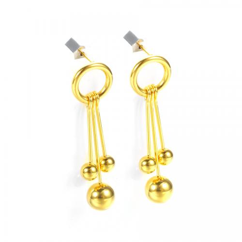 Titanium Steel  Earring Round Vacuum Ion Plating fashion jewelry & for woman & hollow golden nickel lead & cadmium free 43mm Sold By Pair