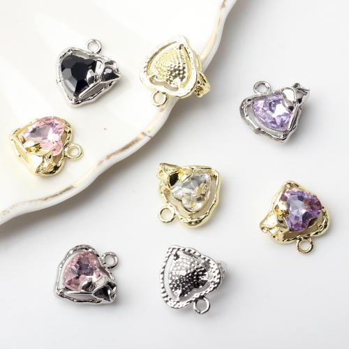 Tibetan Style Rhinestone Pendants, Heart, plated, DIY & with rhinestone, more colors for choice, nickel, lead & cadmium free, 14x13mm, Sold By PC