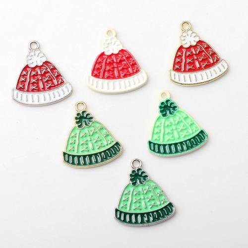 Tibetan Style Christmas Pendants, Christmas Hat, plated, DIY & enamel, more colors for choice, nickel, lead & cadmium free, 15x17mm, 100PCs/Bag, Sold By Bag