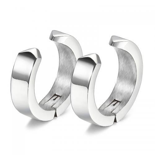 Titanium Steel  Earring, fashion jewelry & Unisex, original color, nickel, lead & cadmium free, 13mm, Sold By Pair