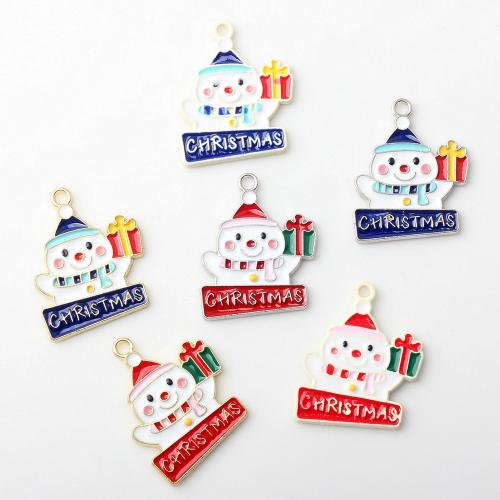 Tibetan Style Christmas Pendants, Snowman, plated, DIY & enamel, more colors for choice, nickel, lead & cadmium free, 16x20mm, Sold By PC