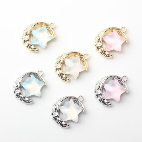 Zinc Alloy Star Pendant with Resin Moon and Star plated DIY nickel lead & cadmium free Sold By PC