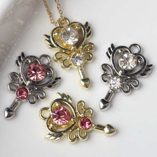 Tibetan Style Rhinestone Pendants, Heart, plated, DIY & with rhinestone, more colors for choice, nickel, lead & cadmium free, 12x20mm, Sold By PC