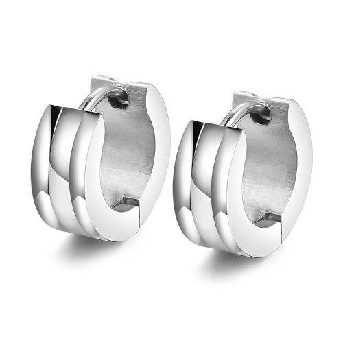 Titanium Steel  Earring Donut fashion jewelry & Unisex original color nickel lead & cadmium free 10mm Sold By Pair