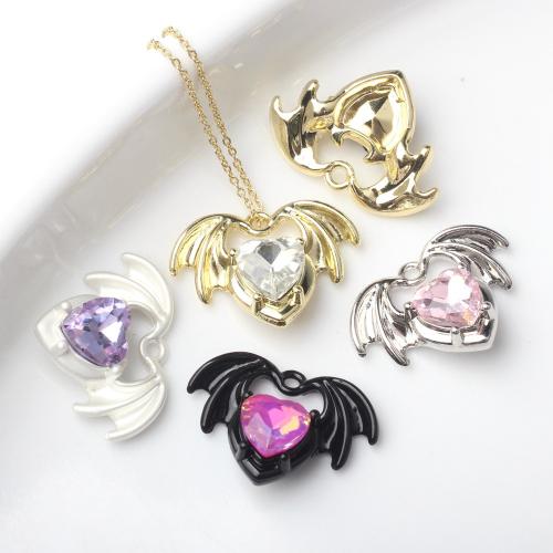 Tibetan Style Rhinestone Pendants, Heart, plated, DIY & with rhinestone, more colors for choice, nickel, lead & cadmium free, 23x16mm, Sold By PC