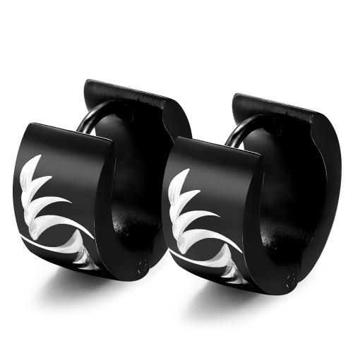 Titanium Steel  Earring, Donut, Vacuum Ion Plating, fashion jewelry & Unisex, black, nickel, lead & cadmium free, 13mm, Sold By Pair