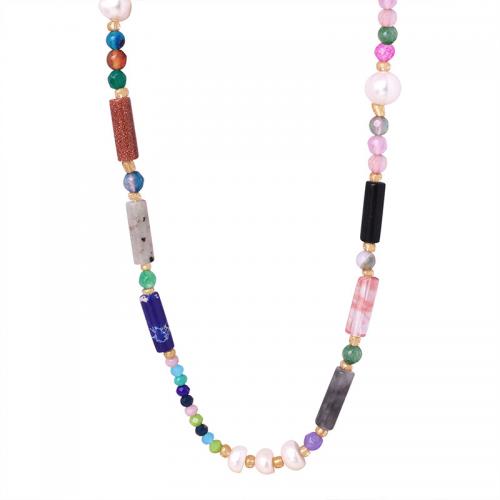Natural Gemstone Necklace Natural Stone fashion jewelry & for woman Length Approx 43 cm Sold By PC