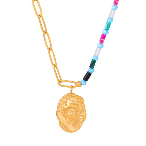 Titanstahl Halskette, mit Naturstein, mit Verlängerungskettchen von 5cm, Modeschmuck & für Frau, 20mm, Länge:ca. 40 cm, verkauft von PC