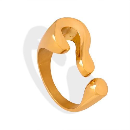 Пальцевидное Кольцо Титановой Стали, титан, 18K позолоченный, ювелирные изделия моды & Женский, Золотой, inner diameter 17mm, продается PC