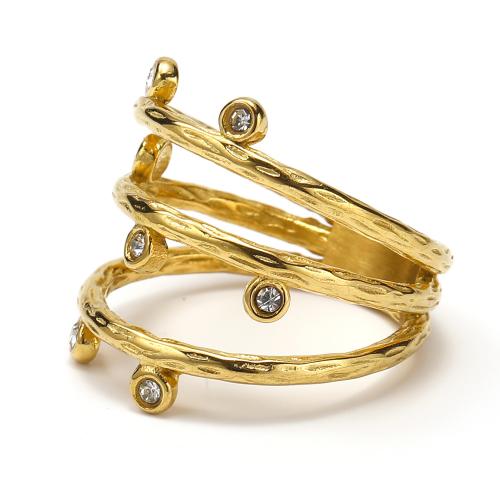 Ring Finger Titantium stali, różnej wielkości do wyboru & różne style do wyboru & dla kobiety & z kamieniem, złoty, sprzedane przez PC