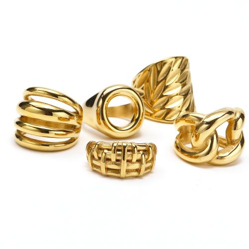 Titantium Steel finger ring, Titan Stål, olika storlek för val & olika stilar för val & för kvinna, gyllene, Säljs av PC