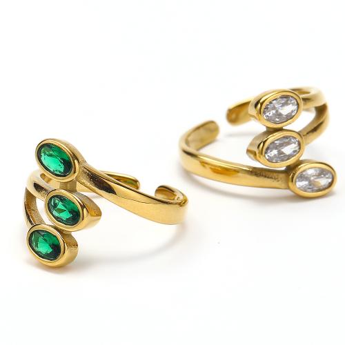 Titantium Steel δάχτυλο του δακτυλίου, Titanium Steel, κοσμήματα μόδας & για τη γυναίκα & με στρας, χρυσαφένιος, Sold Με PC